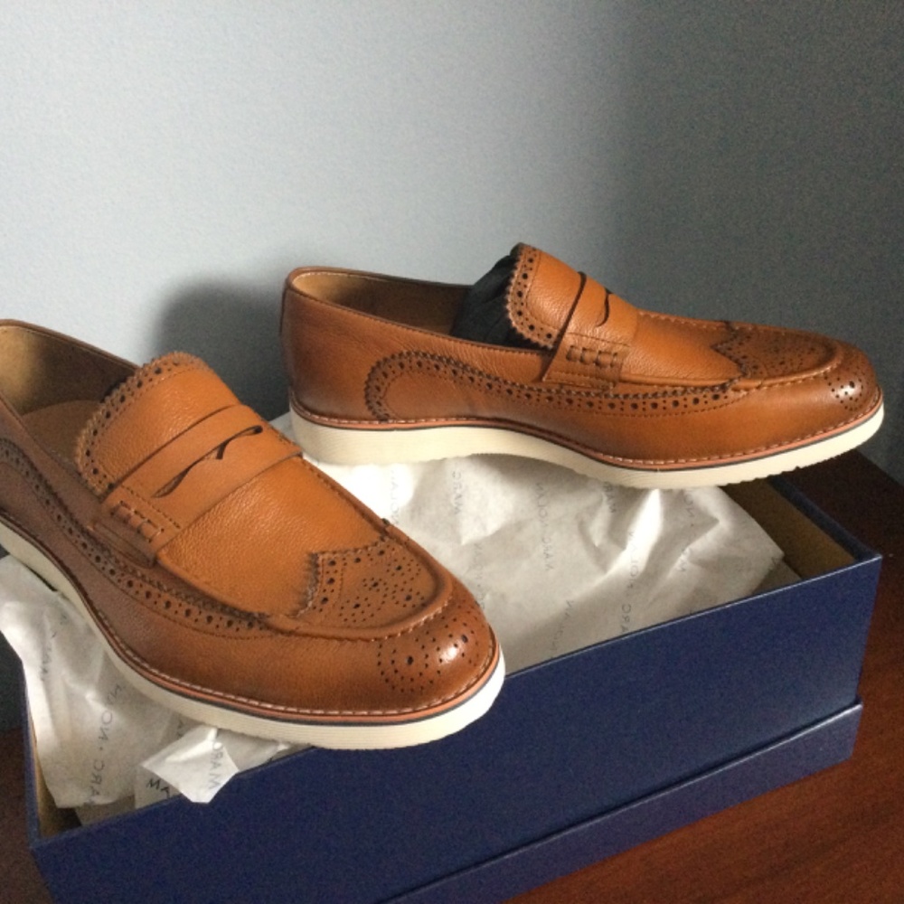 MARC NOLAN Leather BROGUE WiNGTIP loafers …NEW iN BOX - Picture 6 of 7